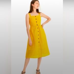 J. Crew Colette Embroidered Eyelet Dress Yellow. Size 4 tall.